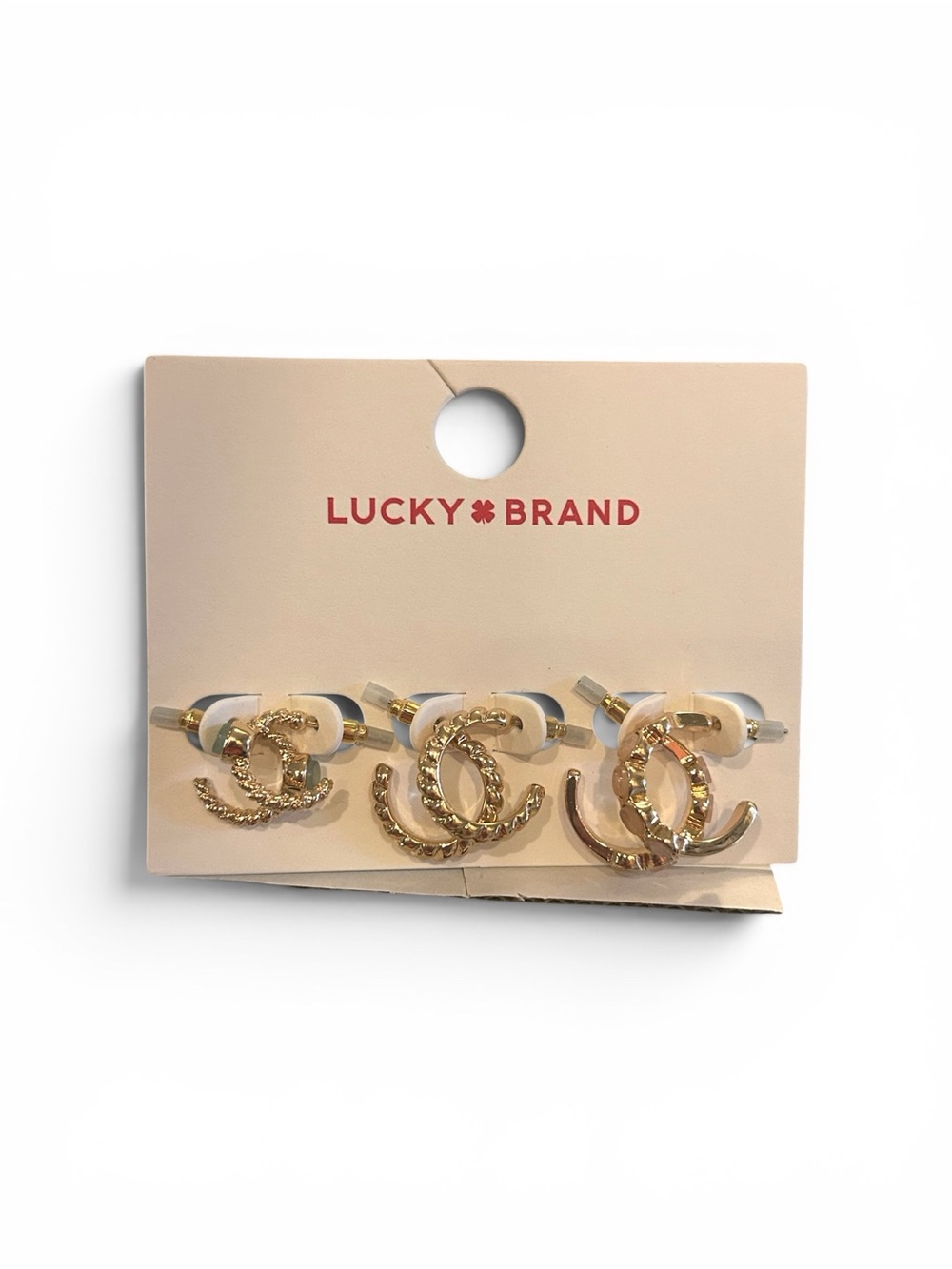 Lucky Brand Gold Interlocking CC-Style Earrings Set - Picture 1 of 2